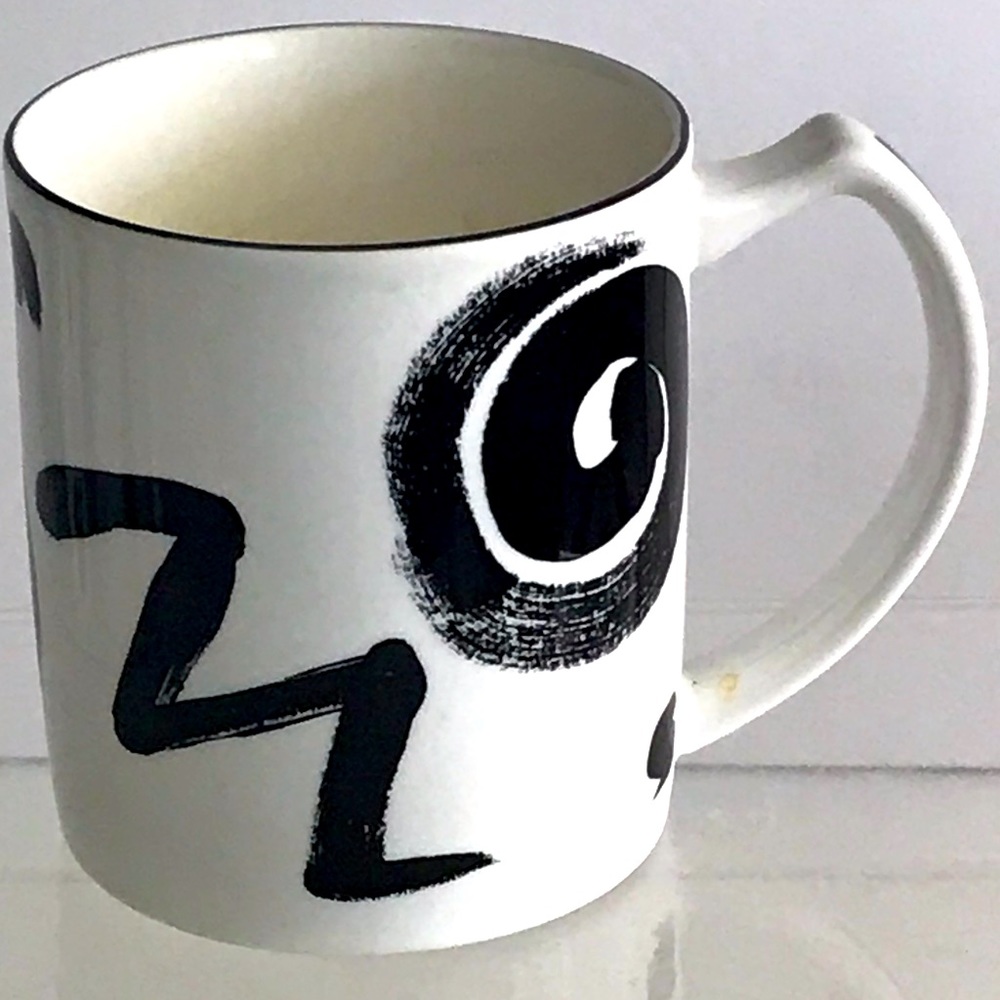 MIKASA Fashion Plate Reggae DW102 Black & White Coffee Mug - Made In Japan - VTG